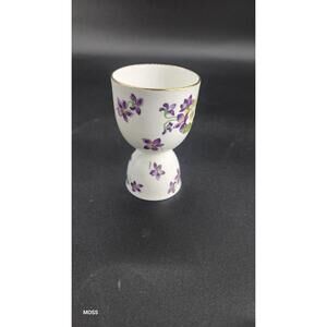 Woodland Violet Tuscan Fine English Bone Double Egg Cup Gold Trim
